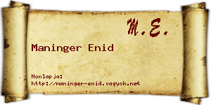 Maninger Enid névjegykártya